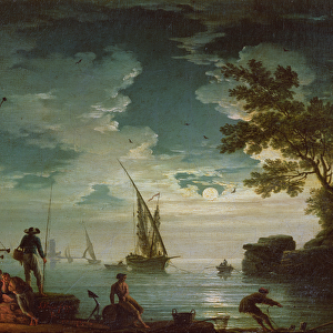 Seascape, Moonlight, 1772 (oil on canvas)