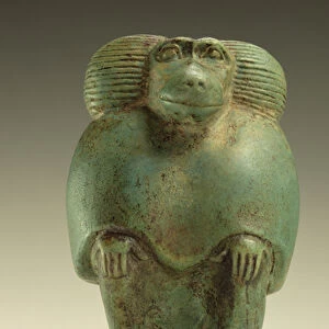 Seated baboon, Late Period (faience)