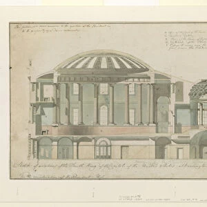 Section of US Capitol South Wing, 1803 (pen & ink with wash on paper)