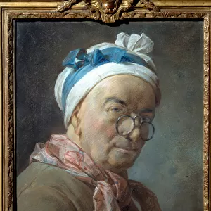 Self-portrait told to the besicles Painting by Jean Baptiste Simeon Chardin (1699-1779)