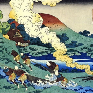 "Serie de cent poemes par cent poetes : "Kakinomoto no Hitomaro"Estampe de Katsushika Hokusai (1760-1849) (ecole ukiyo-e) vers 1830 State Hermitage Saint Petersbourg Russie