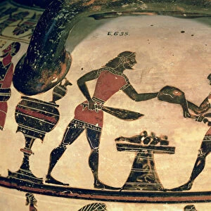 Servants Preparing Food for a Symposium, detail from an Early Corinthian black-figure