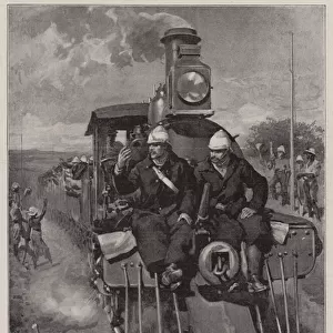 The Seventh Hussars on their Way to the Disturbed District in Rhodesia (litho)