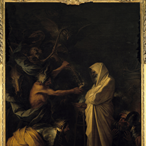 The shadow of Samuel appearing in Saul at the Pythonisse of Endor Painting by Salvator