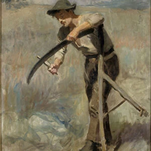 Sharpening The Scythe, 1897 (oil on canvas)