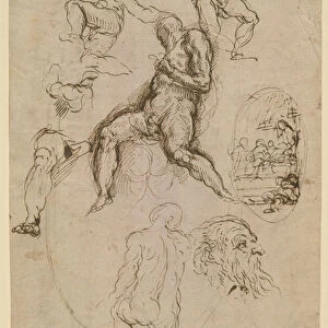 Sheet of studies for painting in the Salone del Maggior Consiglio, Ducal Palace, Venice