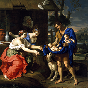 The Shepherd Faustulus Bringing Romulus and Remus to His Wife, 1654 (oil on canvas)