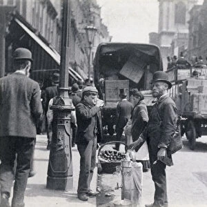 Sherbet or Water Seller in Cheapside, 1893 (b&w photo)