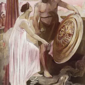 The shield of Achilles created by Vulcan. Illustration by Clement Gontier (1876-1918) for Homeres The Iliad'(Omero). Paris, Henri Laurens, 1930 The shield of Achilles created by Vulcan. Illustration by Clement Gontier (1876-1918) for Homeres The Iliad'(Omero). Paris, Henri Laurens, 1930