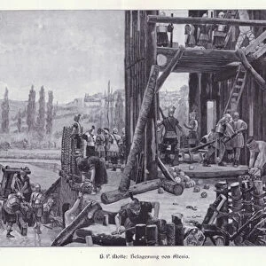Siege of Alesia, Gaul, 52 BC, Illustration from Moderne Kunst in Meister-Holzschnitten (Richard Bong, Berlin, c. 1904 (engraving)