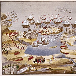 Siege and Naval Battle, plate 13 from Pictorial History of the Greek War of
