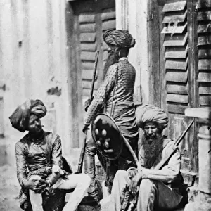 Sikh Officers during the Indian Rebellion, 1858 (b / w photo)