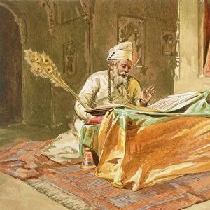 Sikh Priest Reading the Grunth, Umritsar, from India Ancient and Modern