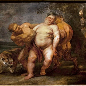 Silene drunk. Painting of the entourage of Pierre Paul Rubens (1577-1640), oil on wood