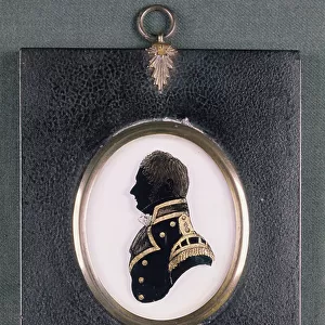 Silhouette of Naval officer, c. 1800 (glass, gold foil & papier-mache)