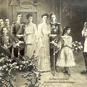 Silver Wedding of Kaiser Wilhelm II and Empress Augusta Victoria of Germany, 1906 (b / w photo)