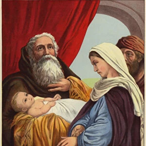 Simeon and the infant Jesus (colour litho)
