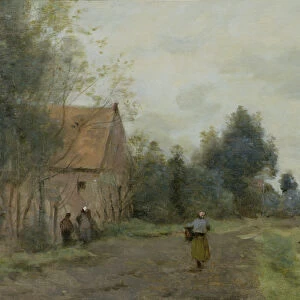 Sin near Douai, Village Street in the Morning, Grey Weather, 1872 (oil on canvas)