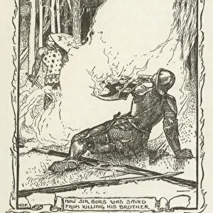 How Sir Bors was saved from killing his brother (engraving)