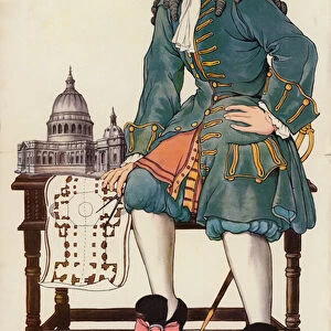 Sir Christopher Wren (colour litho)
