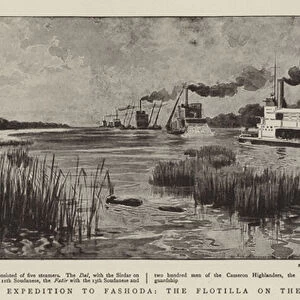 The Sirdars Expedition to Fashoda, the Flotilla on the White Nile (litho)