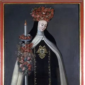 Sister Maria Barbara de St. Joseph crowned with flowers, Convento de las Carmelitas
