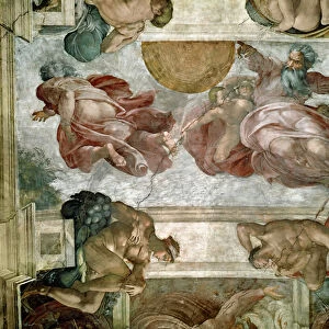 Sistine Chapel Ceiling: Creation of the Sun and Moon, 1508-12 (fresco)