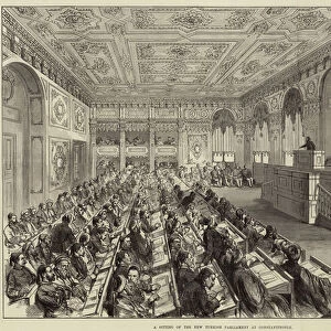 A Sitting of the New Turkish Parliament at Constantinople (engraving)