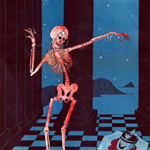 The skeleton of Salome dancing beside the head of Kaiser Wilhelm lying in a pool of blood