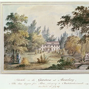 Sketch in the Gardens at Aulnay, 1817 (w / c on paper)
