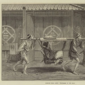 Sketches from Japan, Travelling in the Kago (engraving)