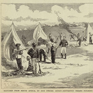 Sketches from South Africa, Hottentot Troops pitching their Camp in the Peri Bush (engraving)