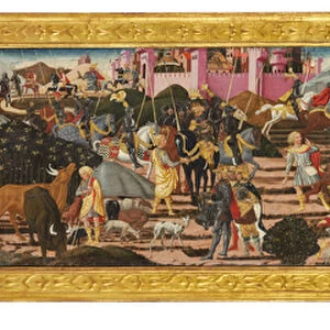 The Slaying of Goliath, from the front of a cassone (tempera oil & gold on panel)