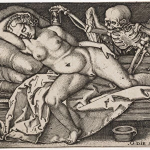 Sleeping Girl and Death, 1548 (copperplate engraving)