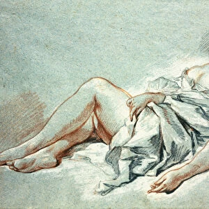 A Sleeping Girl, (red, black and white chalk on paper)