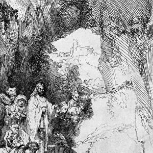 The Small Raising of Lazarus, 1644 (etching) (b / w photo)