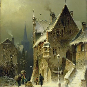 A Small Town in the Rhine (oil on canvas)