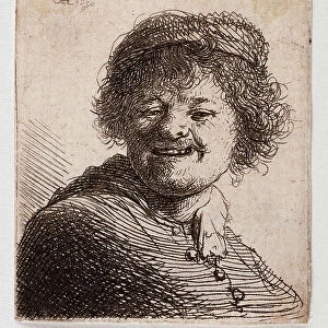 Smiling self-portrait, 1630 (etching)