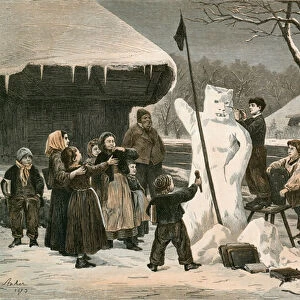 The Snow Bear-Schoolboy pastime near Bern (engraving)