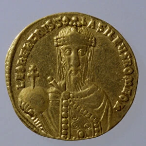 Solidus de Leon VI le Sage ou le philosophe (886-912) - Piece d or byzantine, 9eme siecle, diametre 1, 9 cm - Solidus of Leo VI the Wise, Ancient Gold Coins - Benaki Museum, Athens