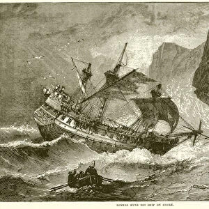 Somers runs his Ship on Shore (engraving)