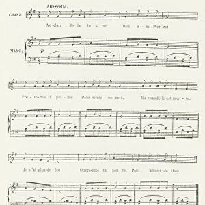 from the song "Au clair de la Lune", 1880 (engraving)