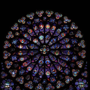 The south rose window: a mixture of angels, apostles, martyrs and miscellaneous scenes