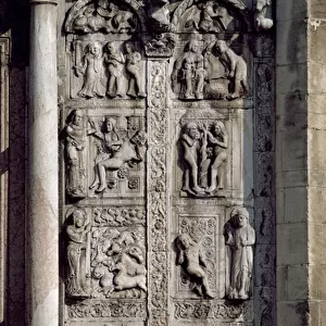 Detail from the south side of the west porch, c. 1120-38 (stone) (see 136520 and 136522)