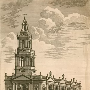 The south west prospect of St Marys Church in the Strand (engraving)