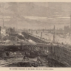 The southern Embankment of the Thames; site for St Thomass Hospital (engraving)