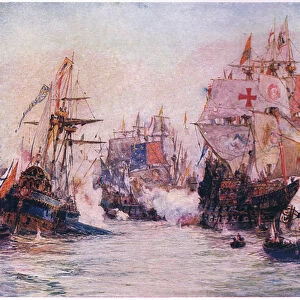 The Spanish Armada 1588, 1915 (colour litho)
