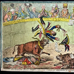The Spanish Bull Fight, or The Corsican Matador in Danger, published by Hannah Humphrey in 1808 (hand-coloured etching)