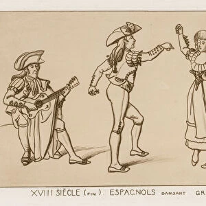 Spanish dancers at the end of the 18th century (engraving)