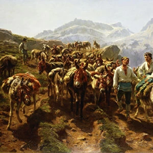 Spanish Muleteers Crossing the Pyrenees, 1857 (oil on canvas)